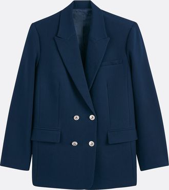La Redoute Collections Lange dubbel geruite recht gesneden blazer
