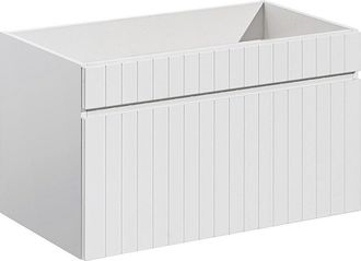 Vente-Unique Mueble suspendido de ba&ntilde;o rayado blanco - 80 cm - SATARA