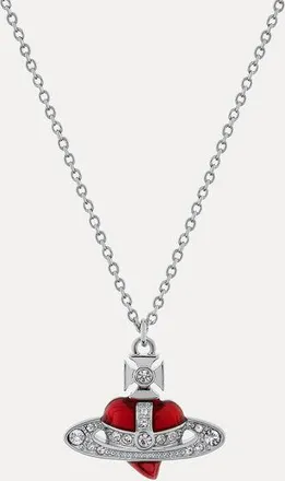 Vivienne Westwood New Diamante Heart Pendant Necklace Silver Cubic Zirconia Women