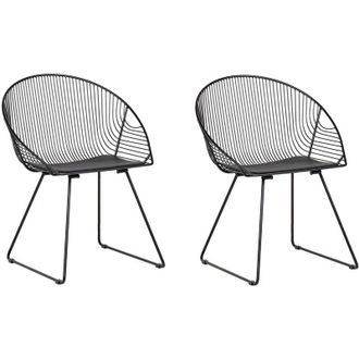 Beliani Set da 2 sedie moderne in acciaio nero Aurora