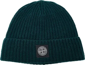 Stone Island Compass Patch Lightweight Wool Beanie Hat