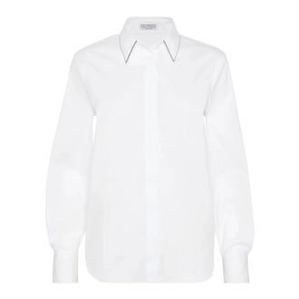 Brunello Cucinelli Brunello Cucinelli, Shirts, female, White, Size: XL Cotton Poplin Shirt