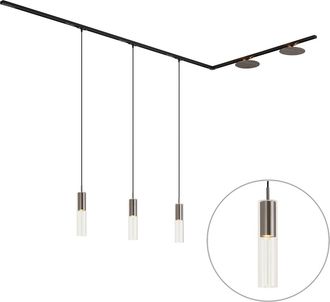QAZQA Qazqa Sistema De Iluminaci&oacute;n De Riel Moderno Negro Con 3 Luces