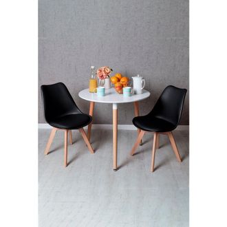 Regalos Miguel Regalos Miguel - Descuento Extra - Conjunto Mesa Tower Redonda 80 Cm Blanca Y Pack 2 Sillas Synk Basic - Negro