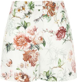 The Attico floral-print cotton shorts - White