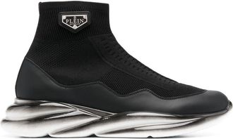 Philipp Plein Skywalker Runner sock-style sneakers - unisex - Calf Leather/Calf Leather/Rubber/Fabric/Fabric - 35 - Black