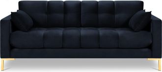 BLOOMINGLOFT 3-Sitzer Designsofa Mamaia Samt mit goldfarbenen Beinen