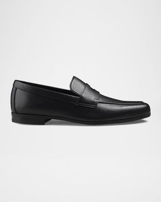John Lobb Men & apos;s Thorne Soft Textured Leather Penny Loafers