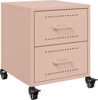 vidaXL Mesita de noche acero rosa 36x39x43,5 cm vidaXL