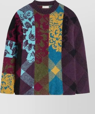 Dries Van Noten wool alpaca oversized patchwork floral striped jumper