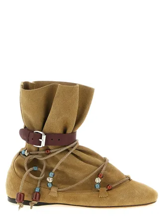Isabel Marant Beige Calfskin Ankle Womens Boots