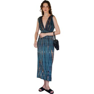 Pink Haley Clara Maxi Slip Dress in Deep Sea Blue at Nordstrom