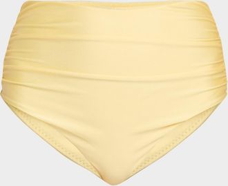 SIMKHAI Teya Ruched High-Waist Bikini Bottoms