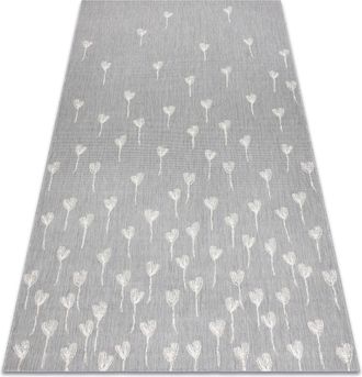 RugsX Rugsx - Alfombra De Cuerda Sisal Flat 48779/637 Flores Gris/crema Grey 120x170 Cm