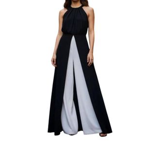 Adrianna Papell Sleeveless Jumpsuit In Black And White