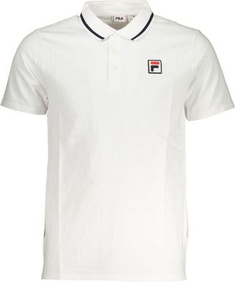 Fila Mens Classic Fit Polo Shirt Short Sleeves - White Cotton - Size Small
