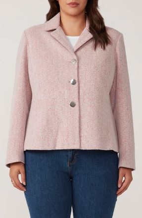 Estelle Herringbone Tweed Jacket in Dusty Pink at Nordstrom, Size 18W