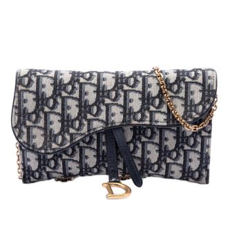 Dior Pre-owned Dior Oblique Canvas Saddle Wallet On Chain Ladies WVS989059SV30UID