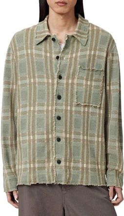 AllSaints Solmar Knitted Check Cardigan in Powdered Green at Nordstrom, Size Xx-Large