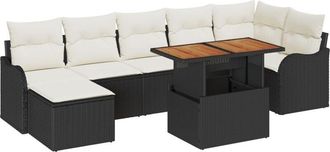 vidaXL Vidaxl - Garden Sofa Set with Cushion with Storage 8 pcs Black and cream