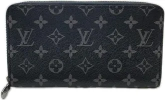 Louis Vuitton Black Gray Coated Canvas Long Wallet (Bi-Fold) (Pre-Owned)
