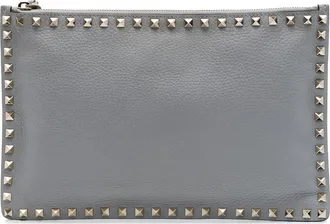 Valentino Pre-owned Valentino Grained Calfskin Rockstud Zip Clutch Ladies 4TB9AMSZBOHC3RZT