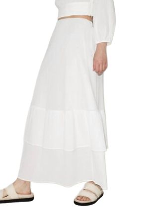 Peony Magnolia Holiday Skirt In White