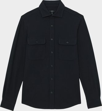 Reiss Mens Forsithe Textured Twin Pocket Cotton-Blend Overshirt