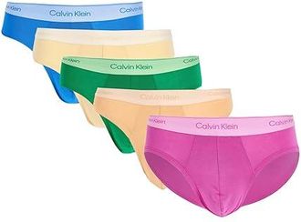 Calvin Klein Underwear Pride Cotton Hip Brief 5-Pack Mens Underwear Golden Haze/Mardi Gras Green/Palace Blue/Relay Orange/Stunning O : 2XL