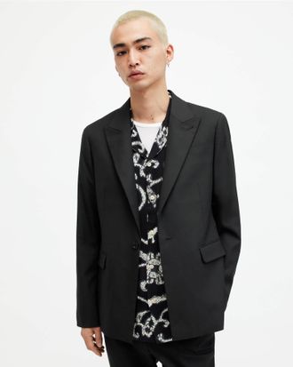 AllSaints Mens Polyester Dima Stretch Skinny Fit Blazer, Size: 44