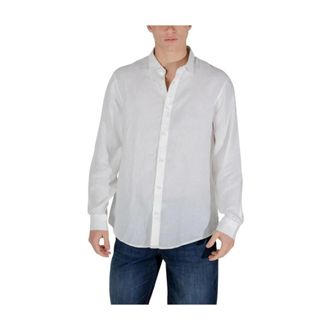 A|X Armani Exchange Linnen Casual Overhemd Lange Mouwen - Heren - Casual Overhemden - Wit - XS - Linnen - Overhemden