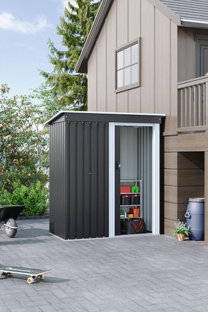 Living and Home 5x3 FT Outdoor Metal Storage Shed with Lockable Door for Garden in Black