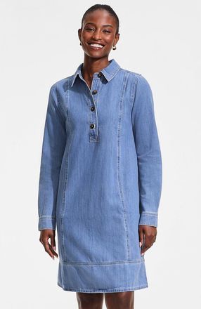 Lands End Light Weight Denim Popover At the Knee Dress in Spring Blue Wash at Nordstrom, Size X-Large P