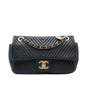 Chanel Pre-owned Quilted Lambskin Flap Shoulder Bag - Dames - Pre-owned - Zwart - Maat: ONE Size Leer