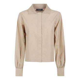 Fabiana Filippi Shirts, female, Beige, Size: 2XS Elbow-length Cropped Shirt