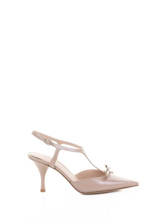 Roberto Festa Milano Womens Brushed Leather Pumps With Bow In Powder - Peach - Size 37.5 EU/IT
