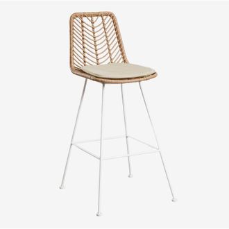 Sklum Pack De 2 Taburetes Altos De Jard&iacute;n En Rat&aacute;n Sint&eacute;tico Gouda Natural Sklum