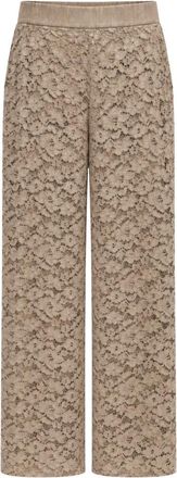 Clips Wijde Broek - Dames - Wijde Broeken - Beige - 2XL - Katoen - Broeken