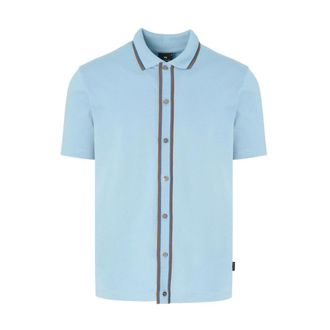 Paul Smith Short Sleeve Shirts, male, Blue, 2XL, PS Button Thru Polo