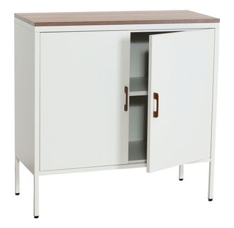 Hhg Nunca Usado] C&oacute;moda Hhg 926, Mueble Aparador Aparador, 2 Puertas Metal 90x90x40cm, Revestido De Melamina, Blanco