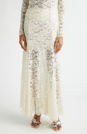 Paco Rabanne Scalloped Lace Maxi Skirt in Ivory at Nordstrom, Size 6 Us