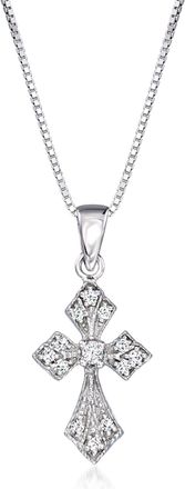 Ross-Simons Diamond Cross Pendant Necklace in Sterling Silver