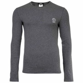 Versace T-shirt Lange Mouwen Ronde Hals Jersey Topeka Bi-Stretch Katoen Organisch Nieuw Logo Lange Mouwen
