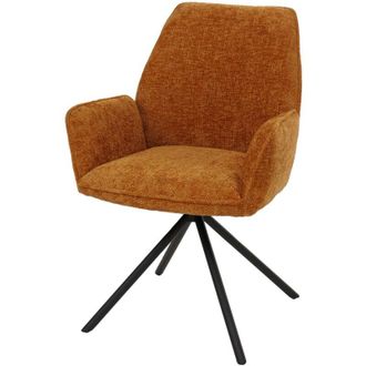 Hhg [nunca Usado] Silla De Comedor Hhg-494, Silla De Cocina Con Reposabrazos, Giratoria, Posici&oacute;n Autom&aacute;tica, Chenilla &Ouml;ko-tex Mvg, Amarillo Mostaza