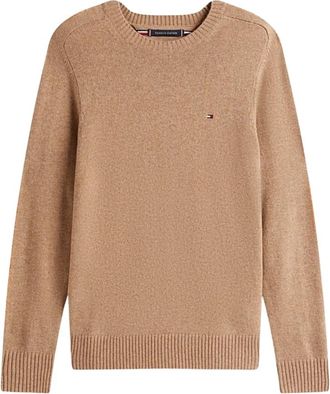 Tommy Hilfiger Pure Lamswol Crew Neck Trui - Heren - Ronde hals truien - Bruin - S - Wol - Truien & Vesten