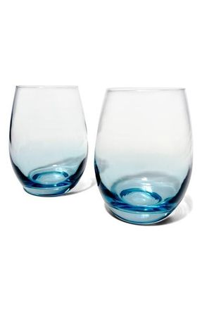 ANNA new york Set of 2 Talianna Ombr&eacute; Stemless Wine Glasses in Sky Blue at Nordstrom