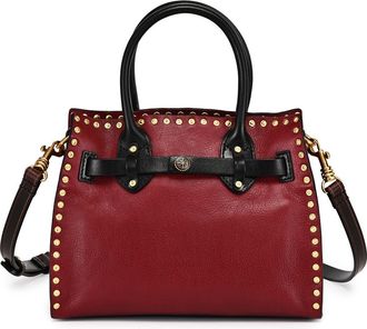 OLD TREND Westland Genuine Leather Studded Mini Tote in Maroon at Nordstrom