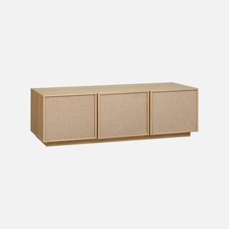 Sweeek Mueble De Tv Efecto Madera Y Tela Con 3 Puertas, 140cm