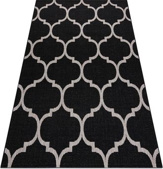 RugsX Rugsx - Alfombra De Cuerda Sisal Floorlux 20608 Espaldera Marroqu&iacute; Negro / Plateado Black 120x170 Cm