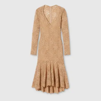 Gucci GG Flower Stretch Lace Dress, Beige, Ready-to-wear